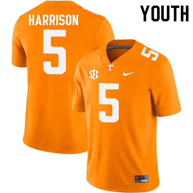 Youth #5 Christian Harrison Tennessee Volunteers College Football Jerseys Stitched-Orange